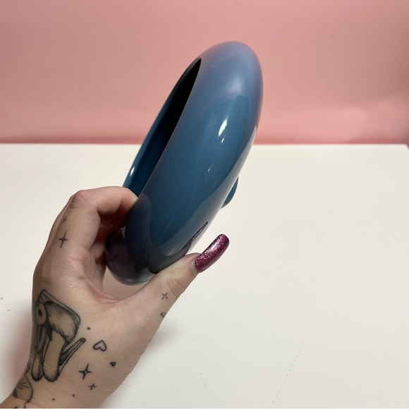 Vintage retro art deco small blue planter